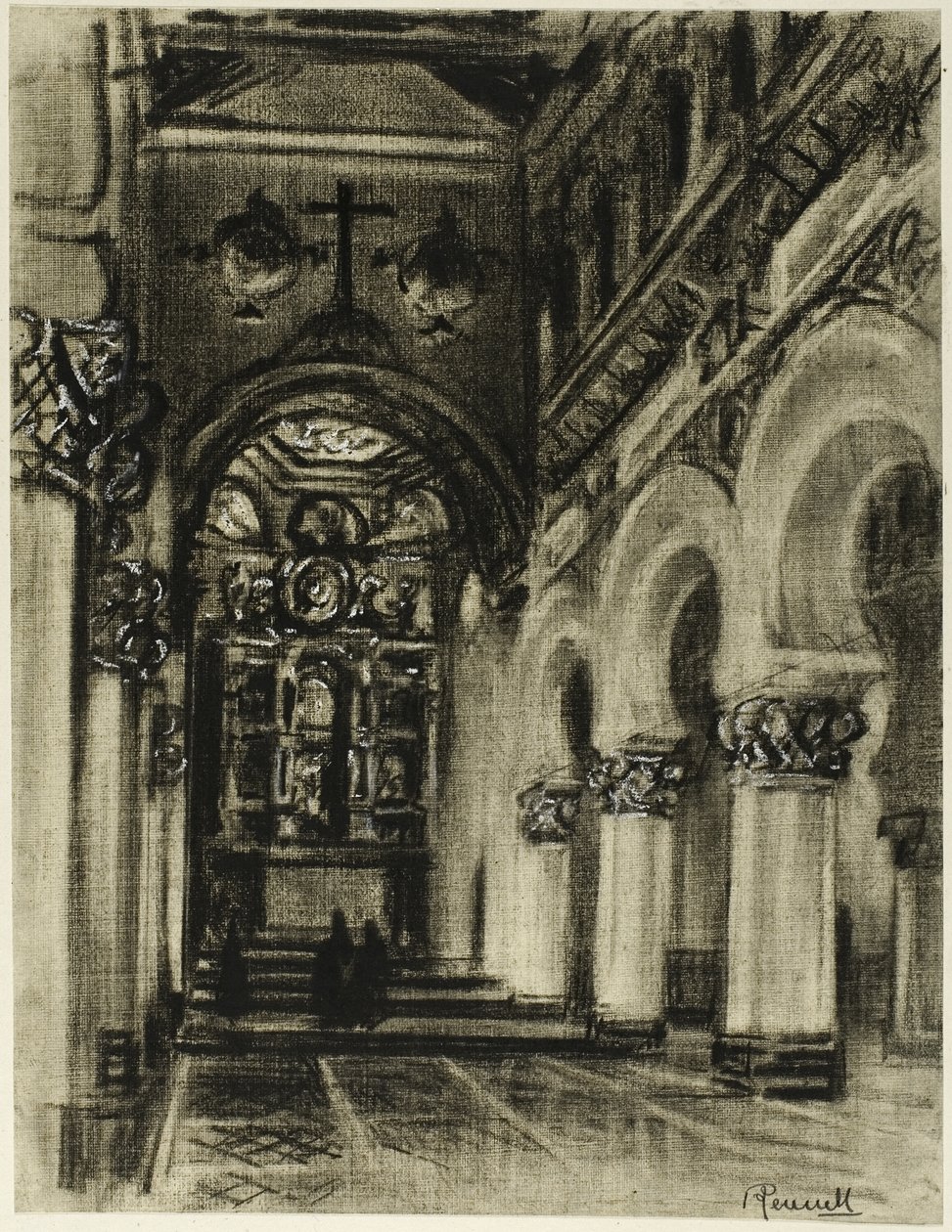Santa Maria La Blanca, Toledo af Joseph Pennell