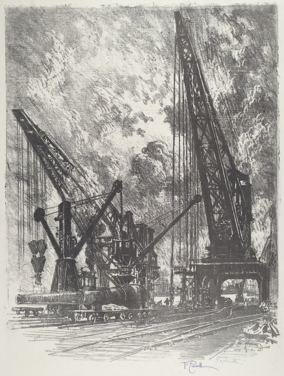 At tage den store pistol væk, 1916. af Joseph Pennell