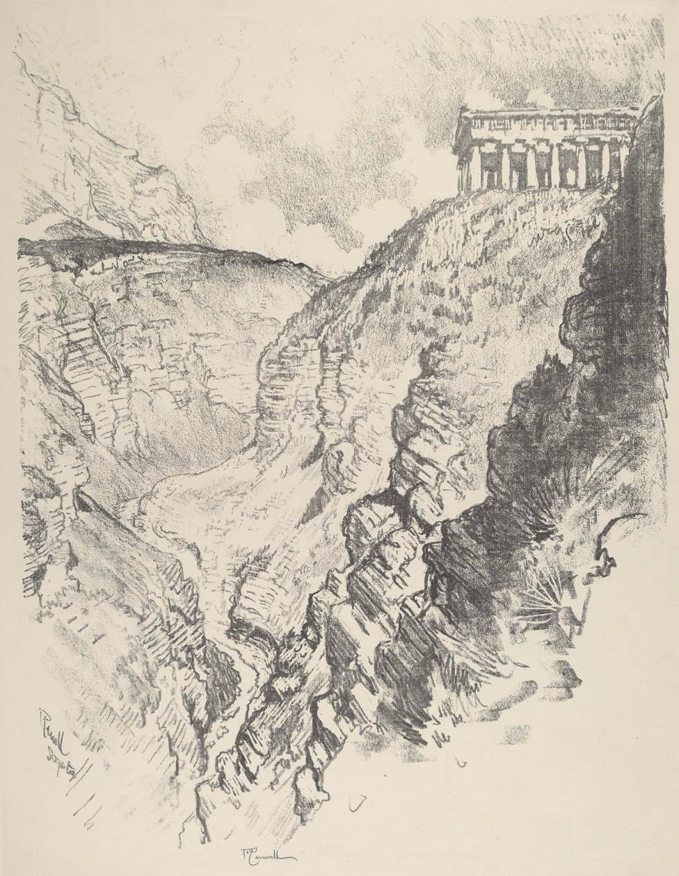 Tempel over kanonen, Segesta af Joseph Pennell