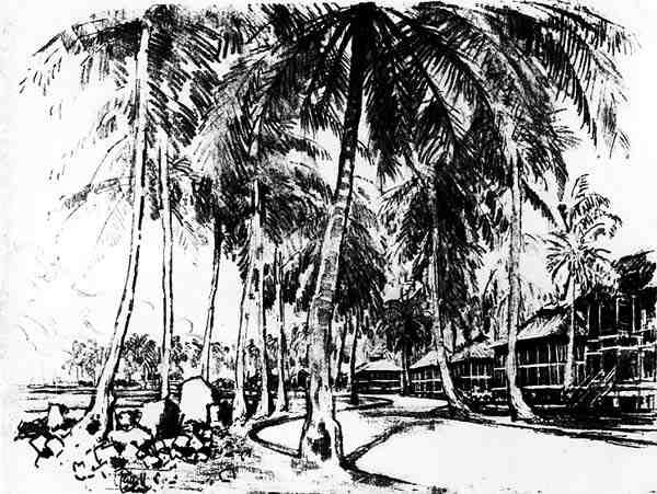 The American Quarter, plade I fra Panamakanalen af Joseph Pennell, 1912 (kul på papir) af Joseph Pennell