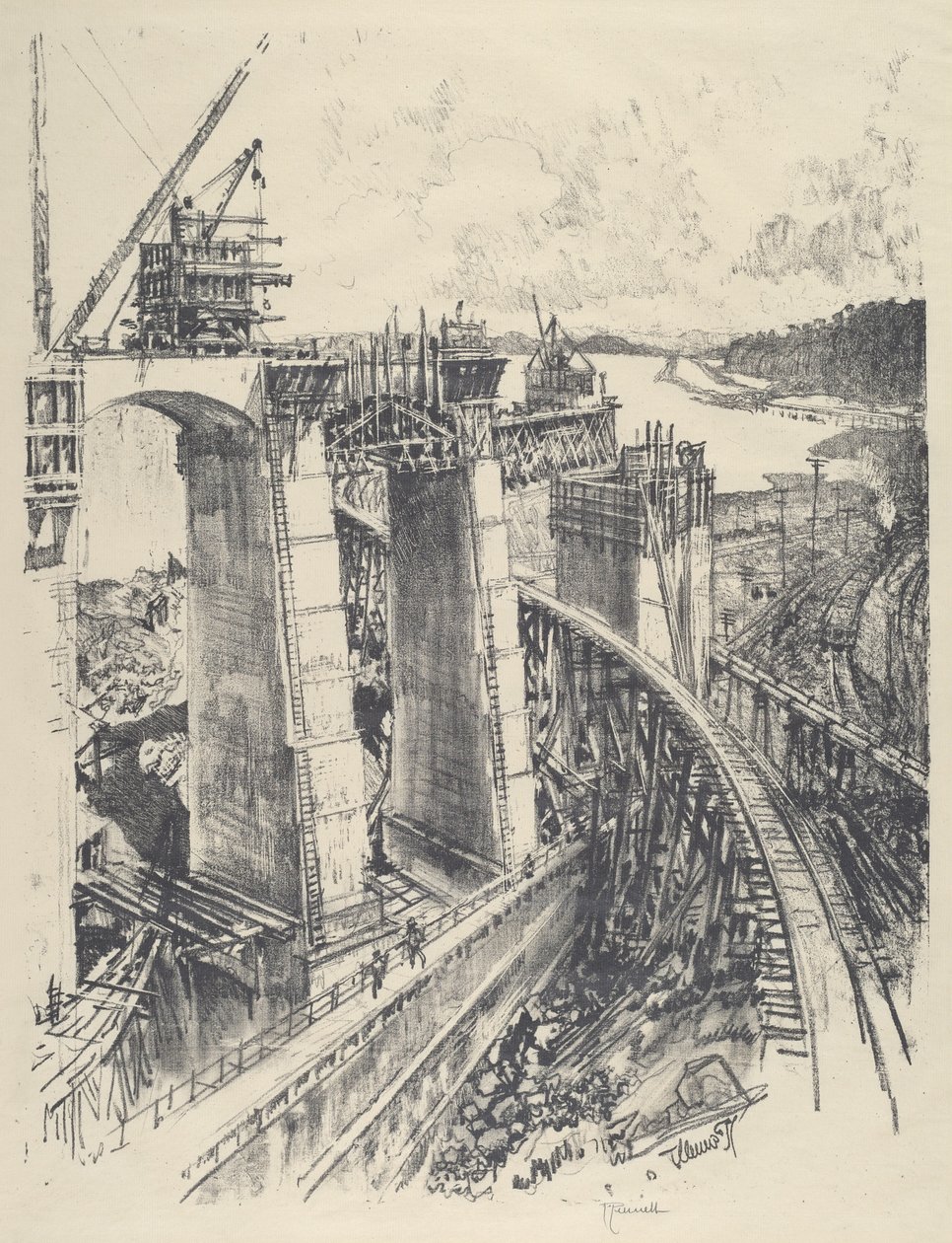 Tilgangen til Gatun Lock af Joseph Pennell