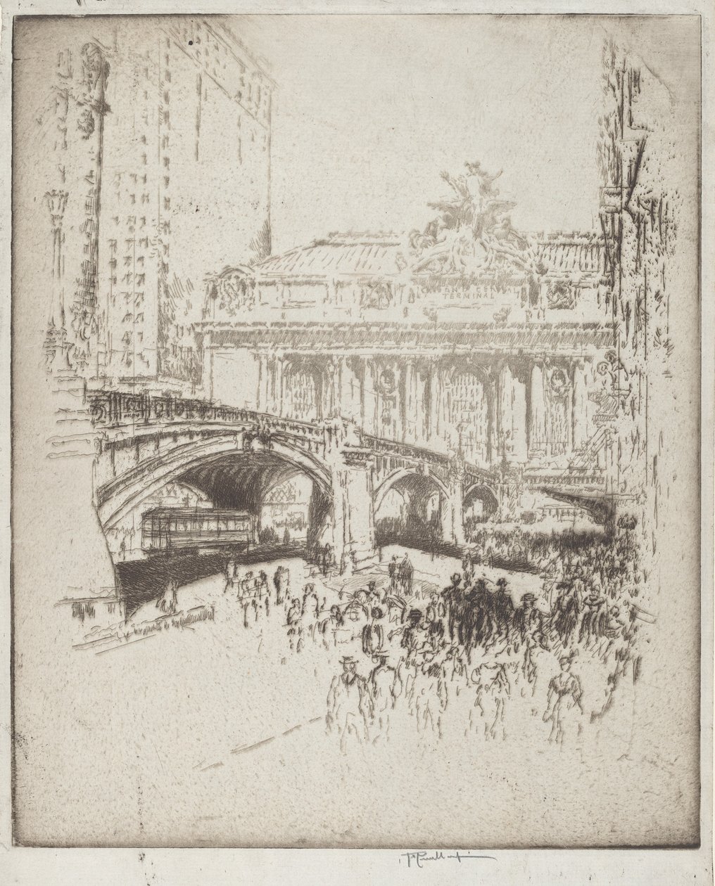 Tilgangen til Grand Central, New York af Joseph Pennell