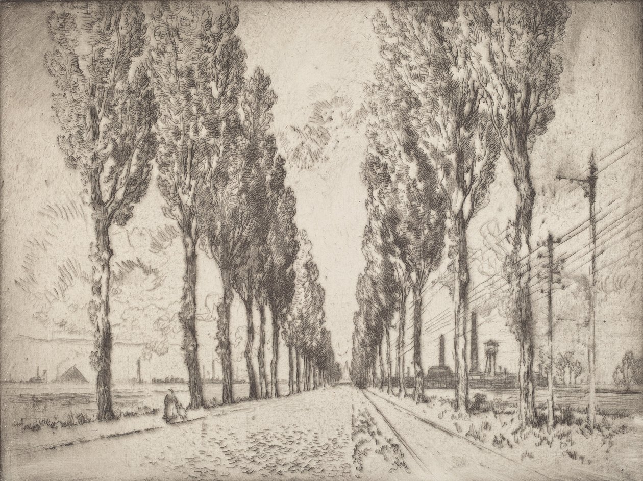Avenue, Valenciennes, 1910. af Joseph Pennell
