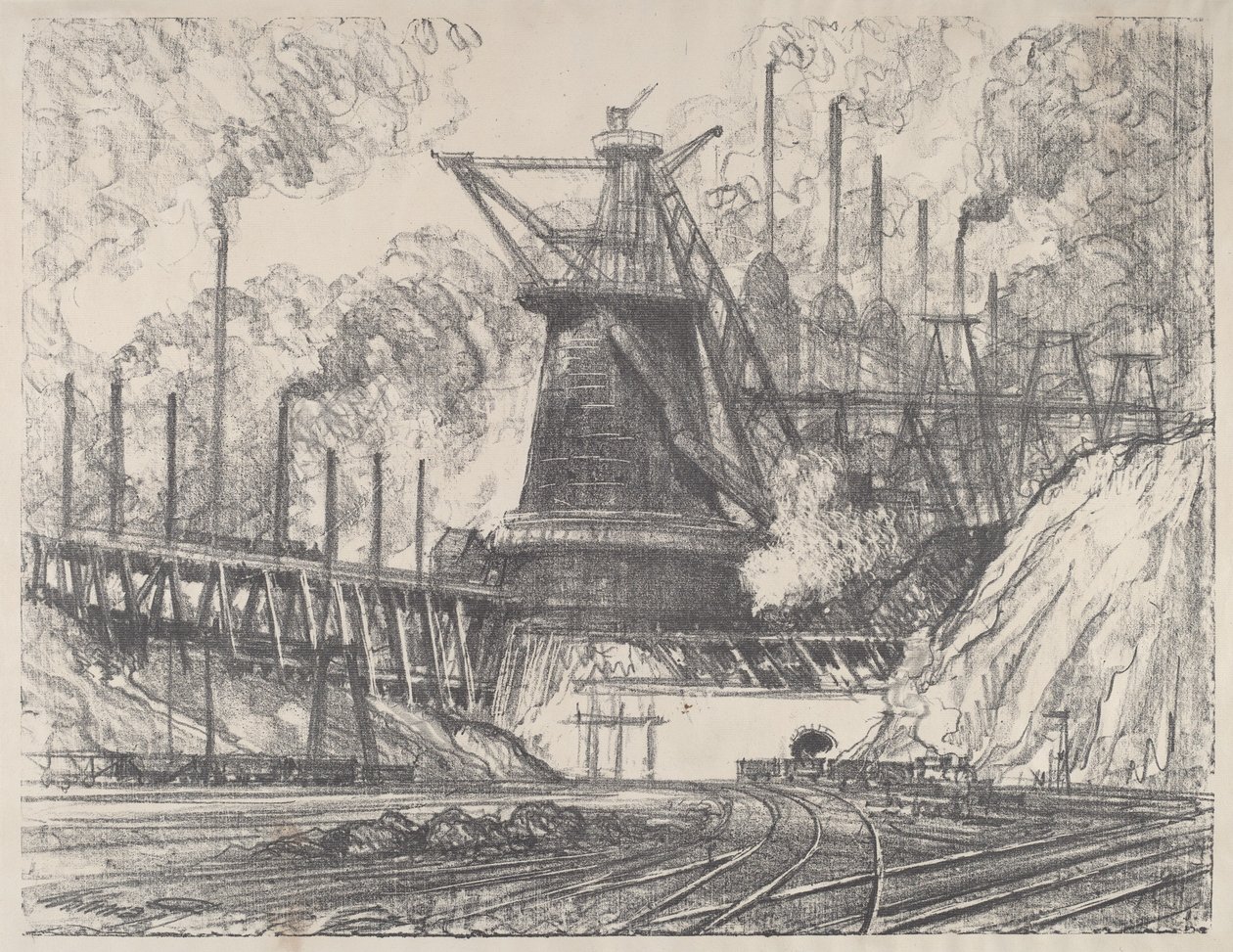 The Big Mill, Gary, Indiana, 1915. af Joseph Pennell
