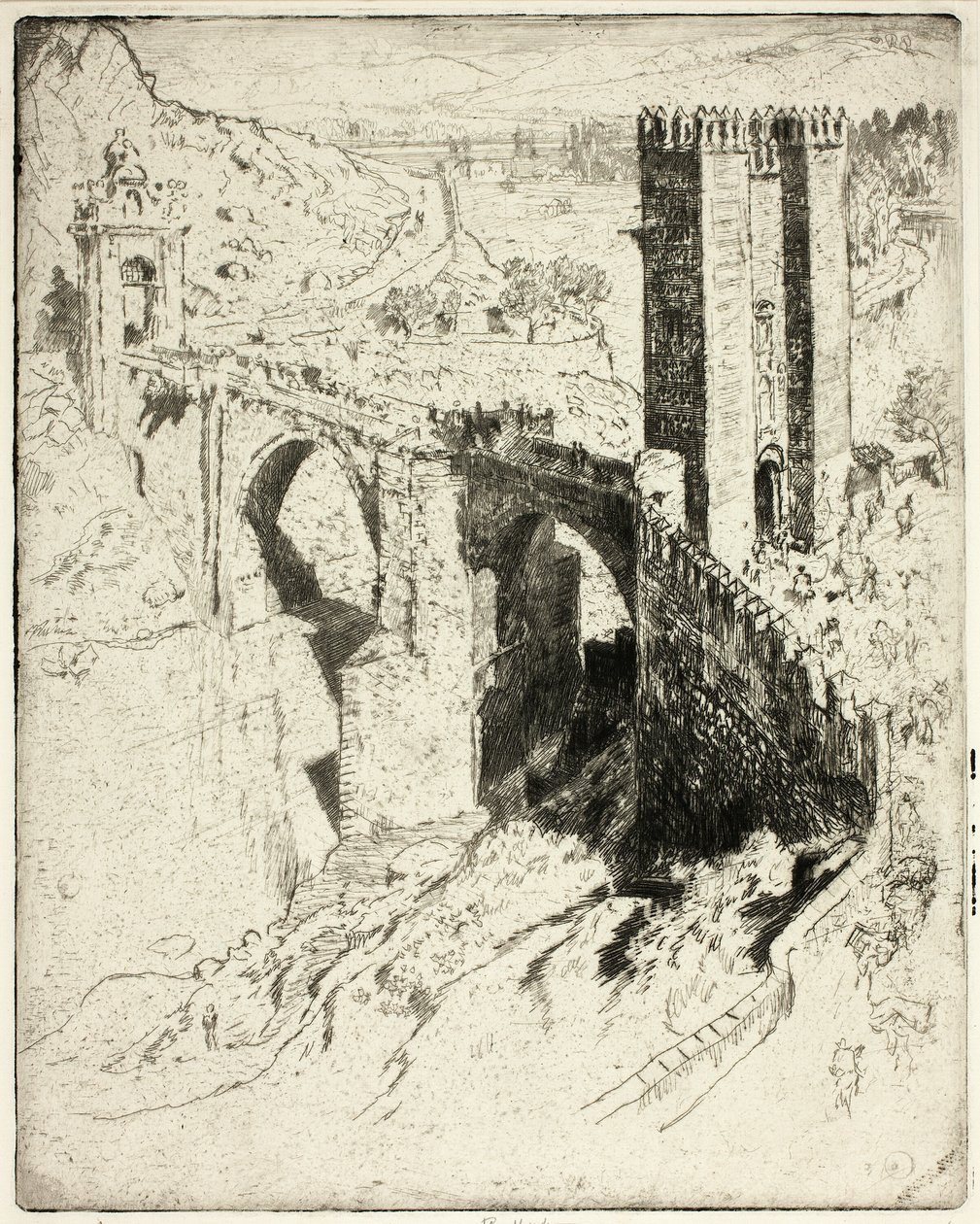 Alcantara-broen, Toledo af Joseph Pennell