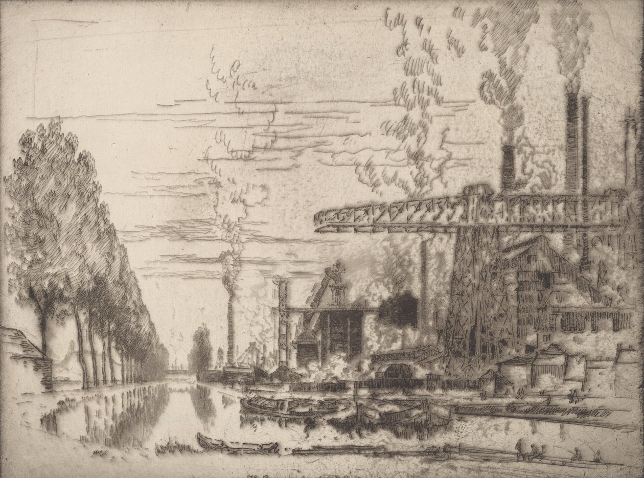 Bruxelles-kanalen, A Modern Hobbema, 1910. af Joseph Pennell