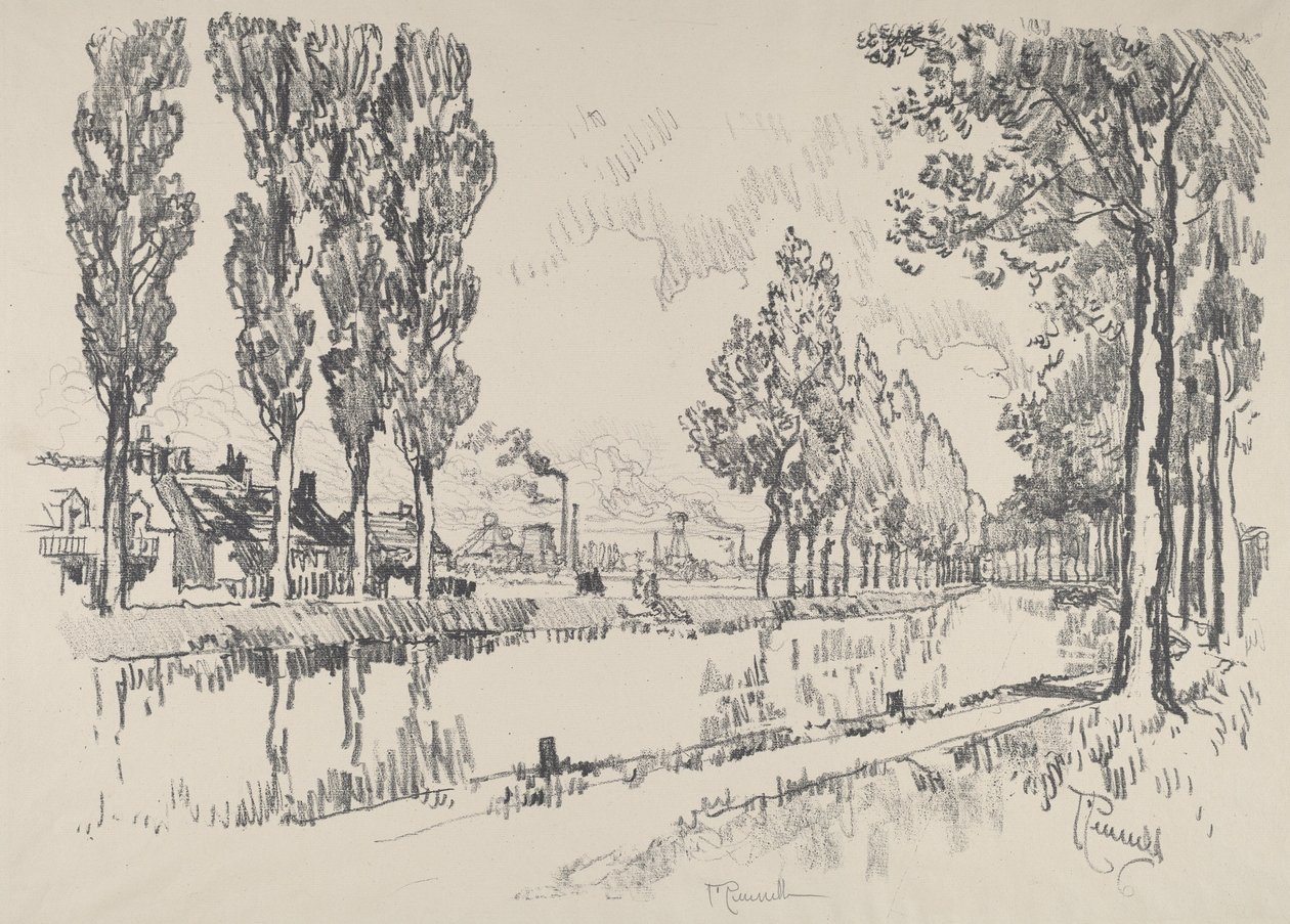 Kanalen ved Blanzy, Frankrig af Joseph Pennell