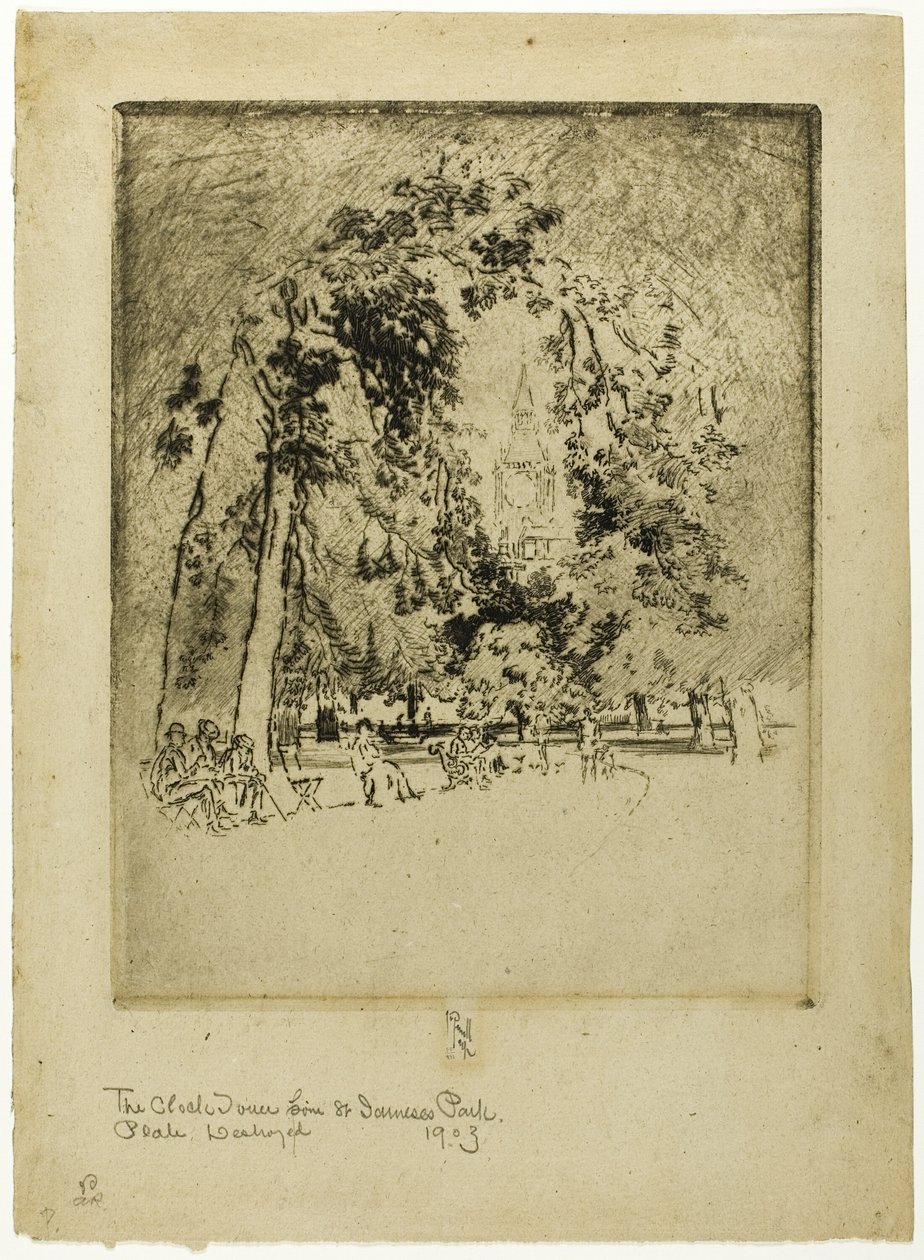 Klokketårnet, fra St. James Park af Joseph Pennell