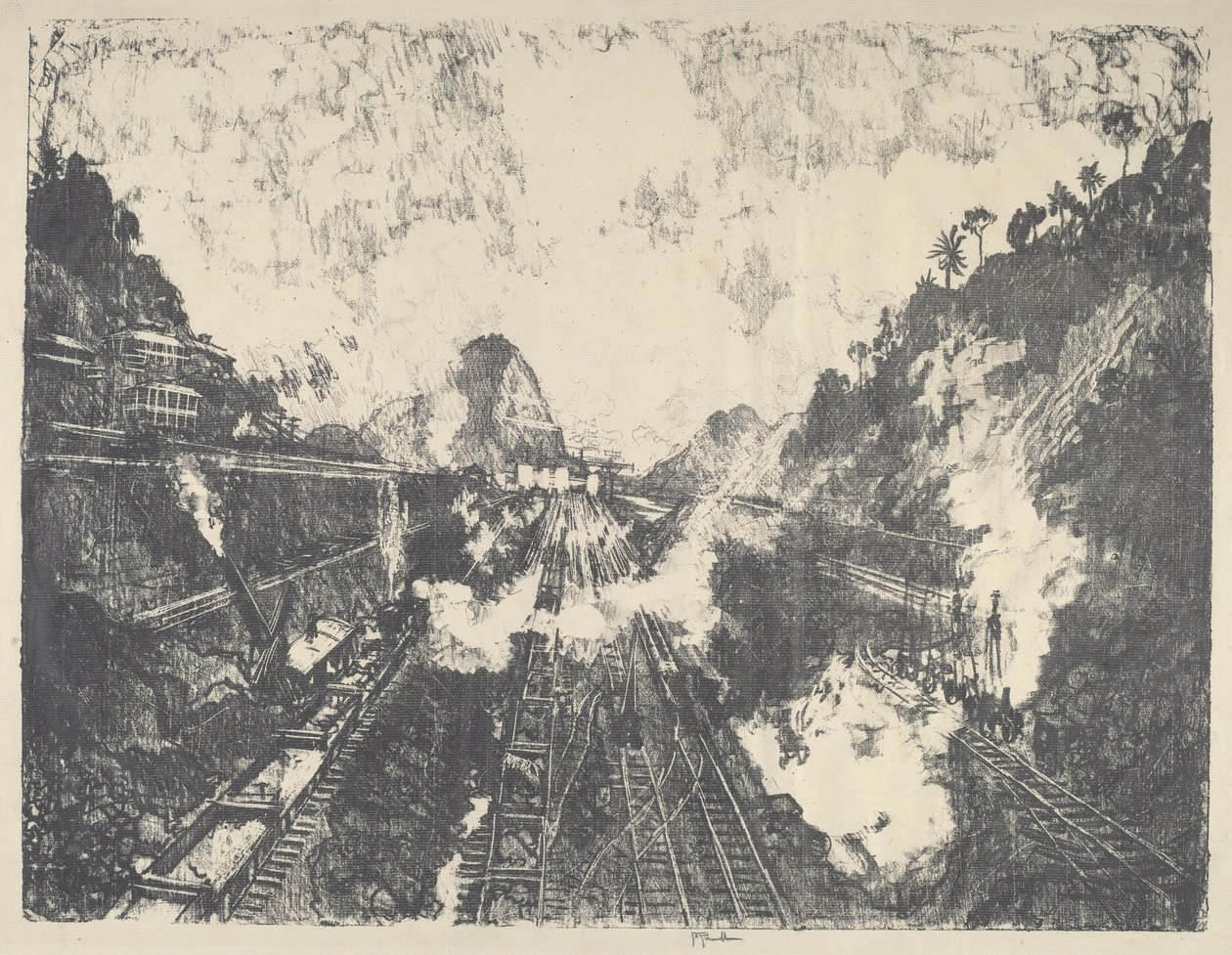 The Cut, ser mod Ancon Hill, 1912. af Joseph Pennell
