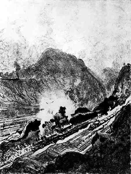 Snittet fra Culebra, plade XIII fra Panamakanalen af Joseph Pennell, 1912 (kul på papir) af Joseph Pennell