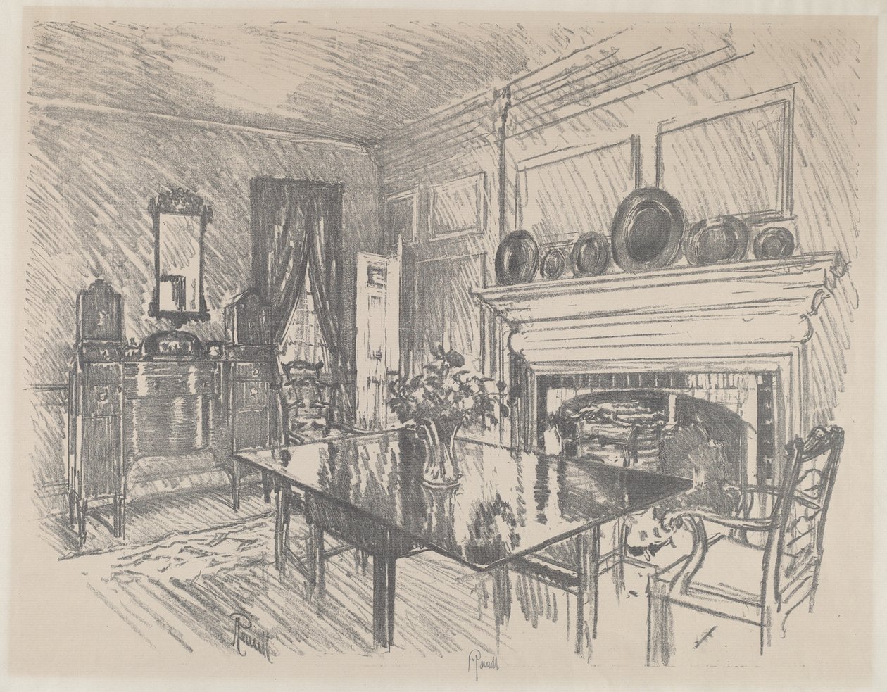 Spisestuen, Stenton af Joseph Pennell
