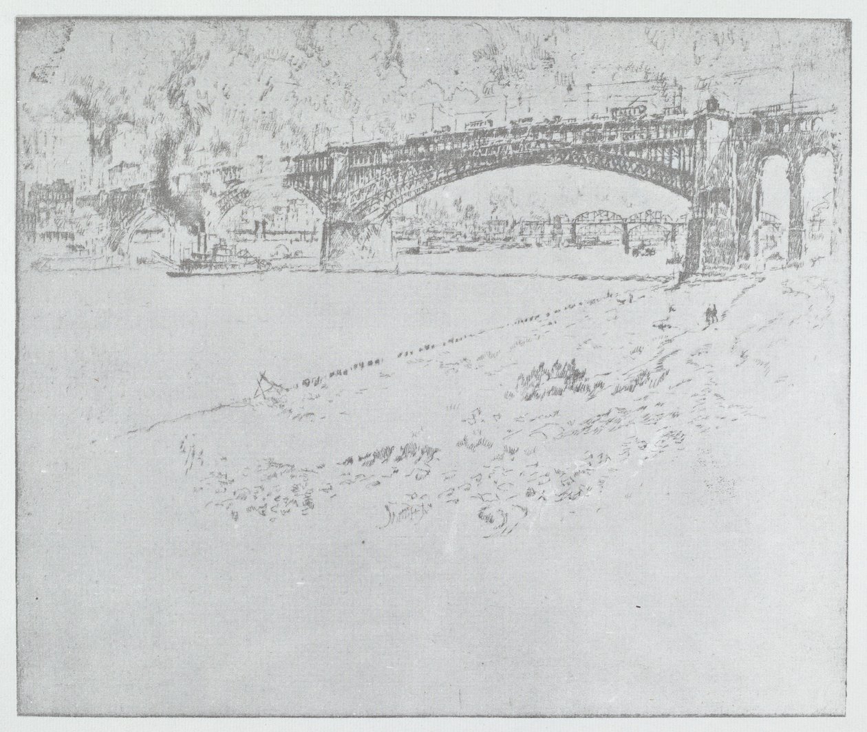The Eads Bridge, St. Louis [øverst], 1919 eller senere. af Joseph Pennell