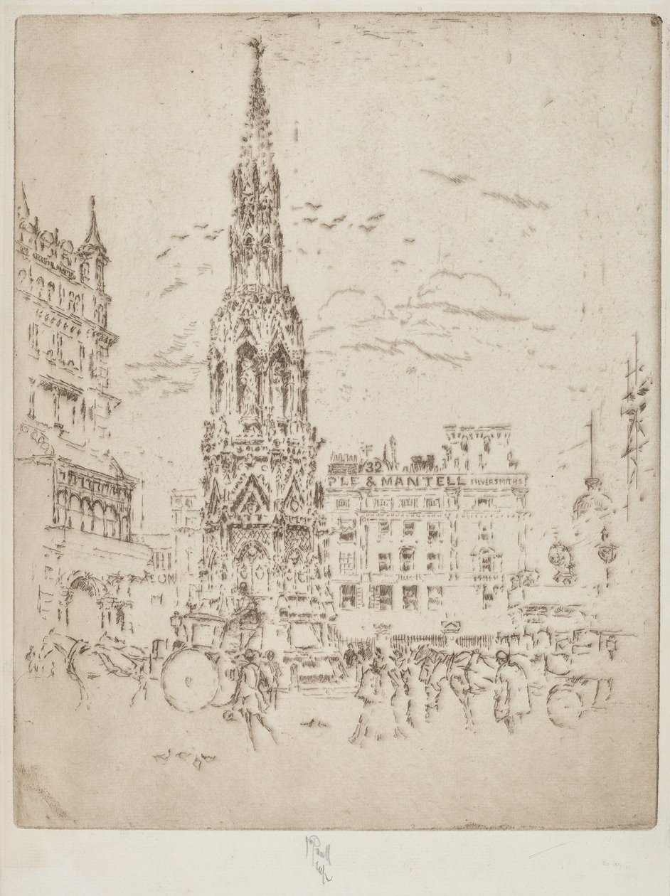 Elinor Cross, foran Charing Cross Railway Station af Joseph Pennell