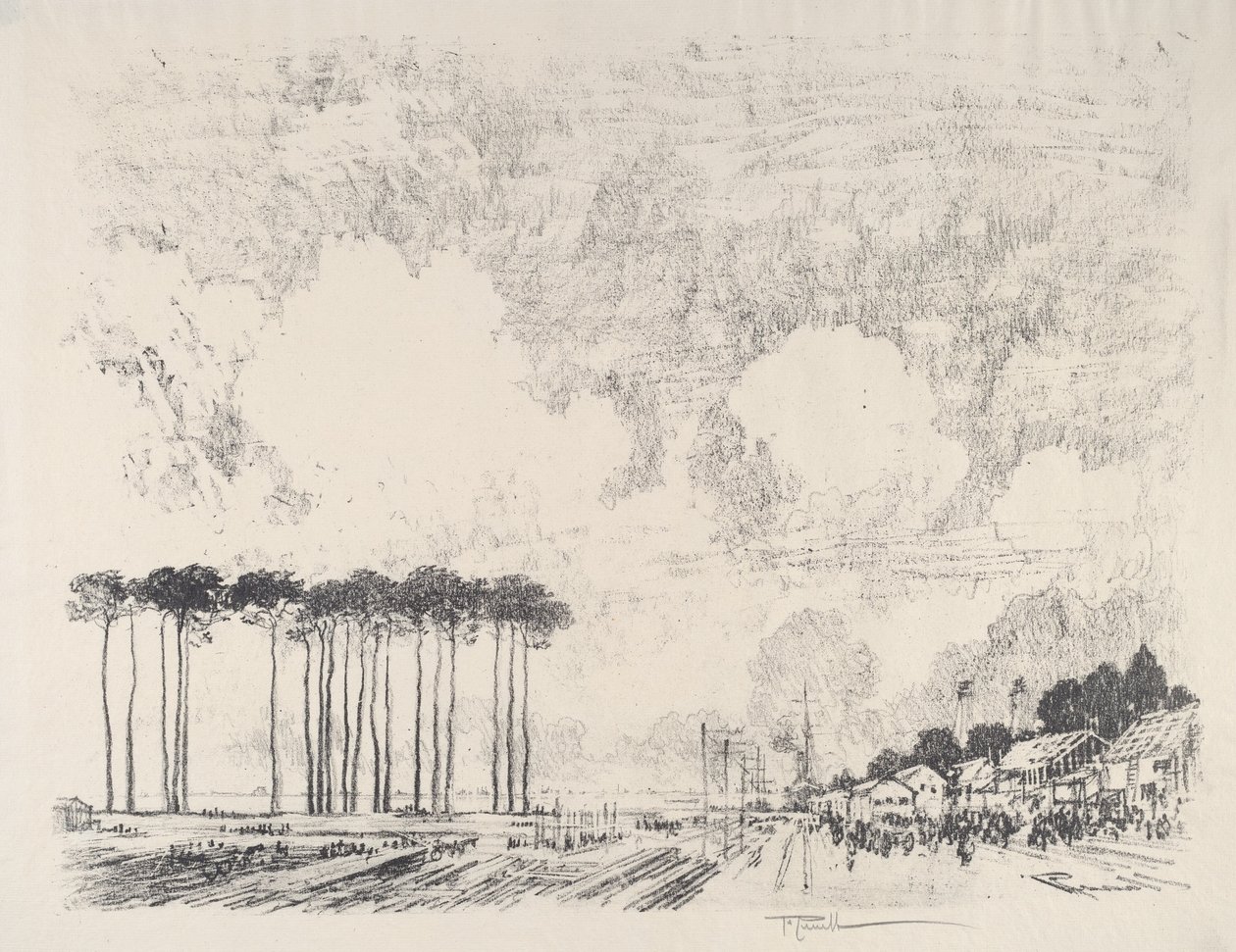 Indskibningslejren, den klassiske lund af Joseph Pennell