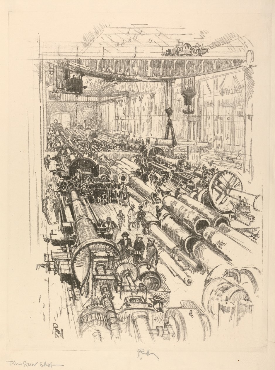 The English War Series: W. 441. The Gun Shop af Joseph Pennell