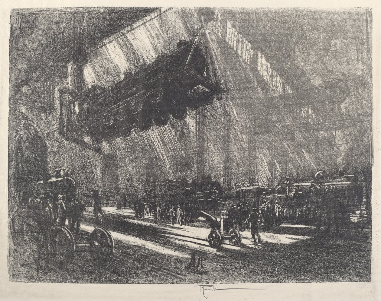Det flyvende lokomotiv, 1917. af Joseph Pennell