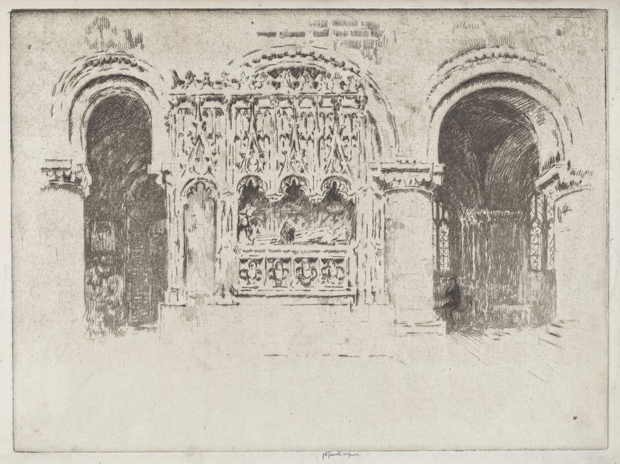 Grundlæggerens grav, Saint Bartholomew den Stores kirke af Joseph Pennell