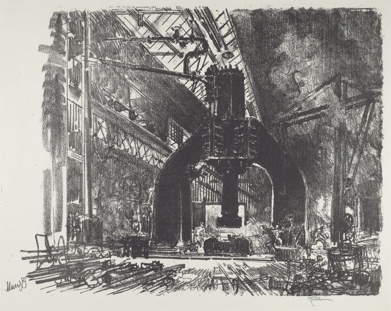 Den store hammer, 1916. af Joseph Pennell