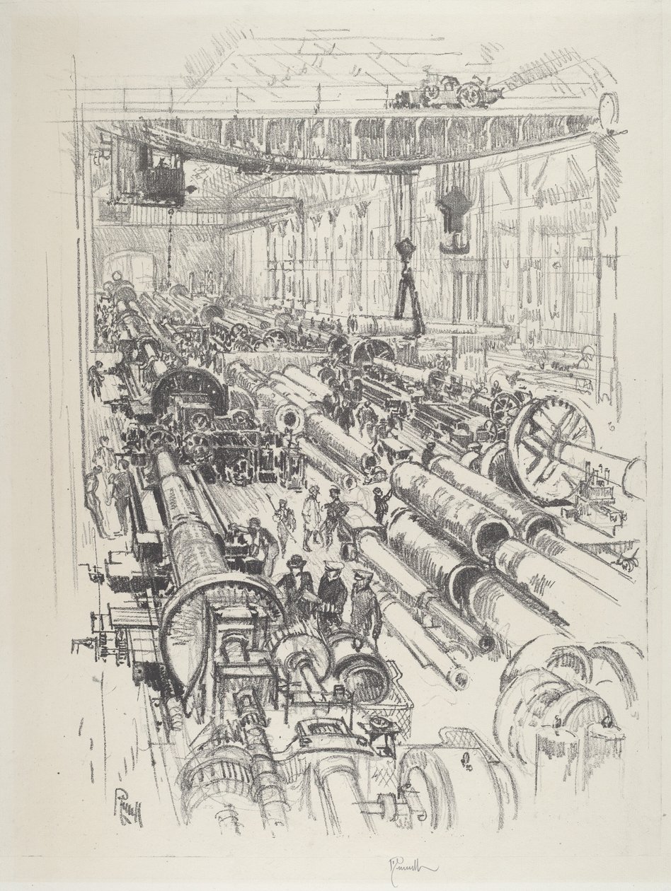 Våbenbutikken, 1916. af Joseph Pennell