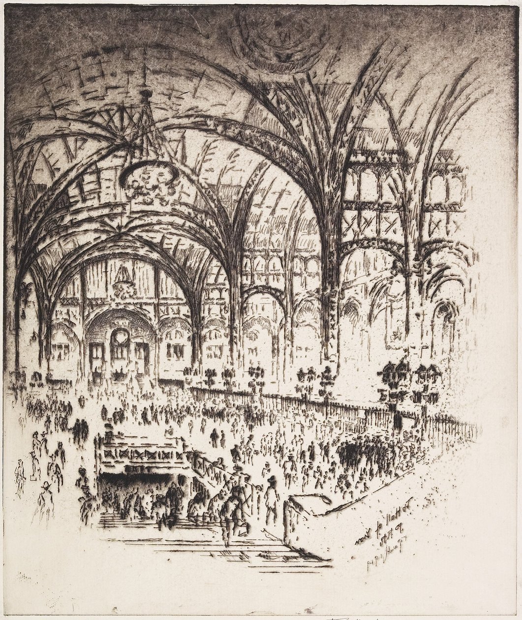 The Hall of Iron, Pennsylvania Station, New York, 1919 af Joseph Pennell