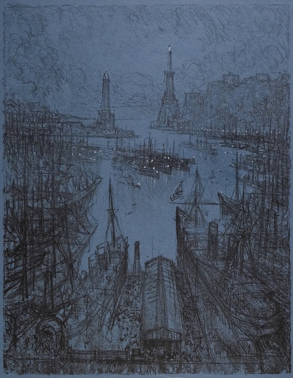Havnen, Genova, 1913 af Joseph Pennell