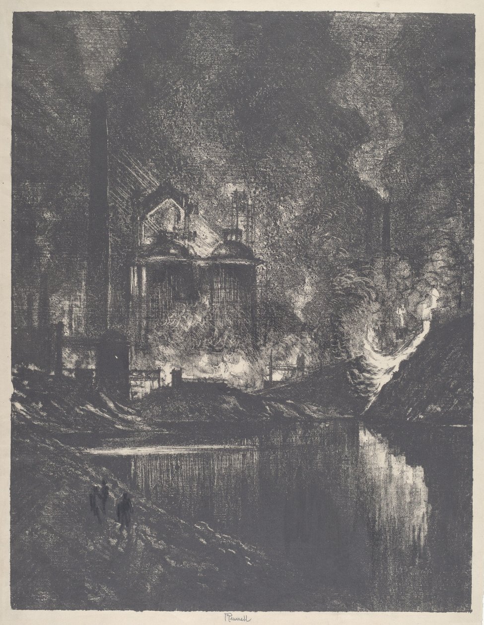 Ildsøen, Charleroi, 1911. af Joseph Pennell