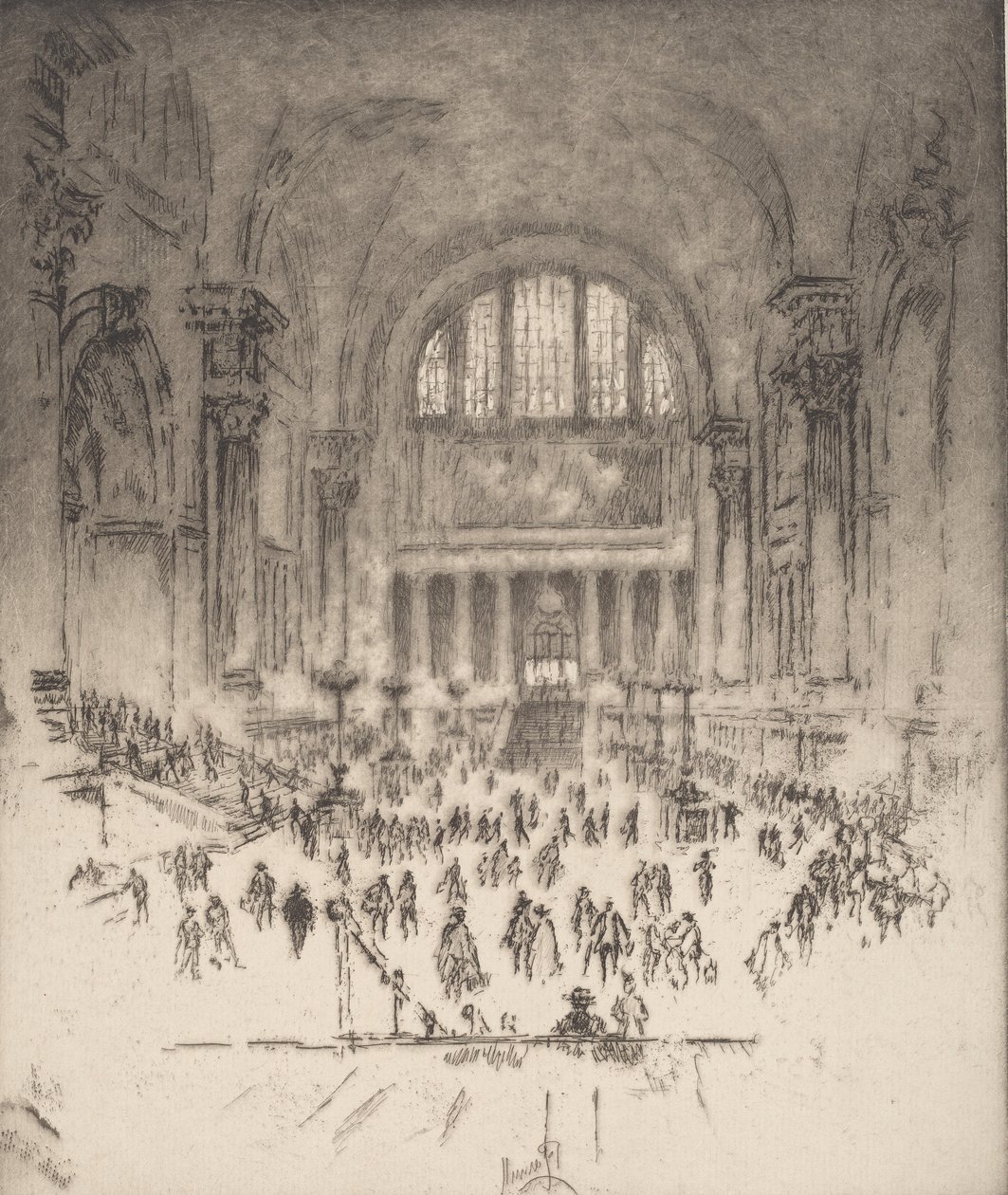 The Marble Hall, Pennsylvania Station, New York, 1919. af Joseph Pennell