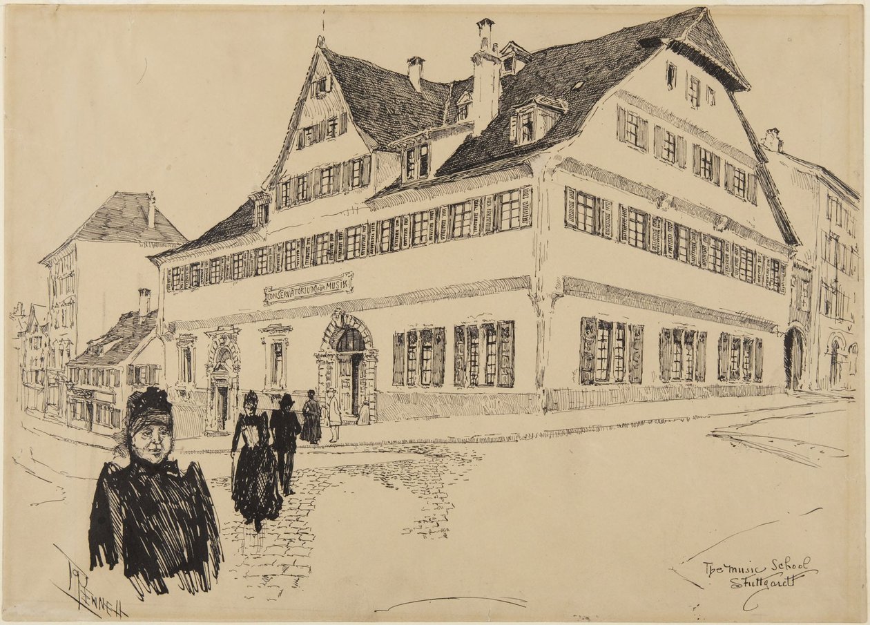 Musikskolen, Stuttgart af Joseph Pennell