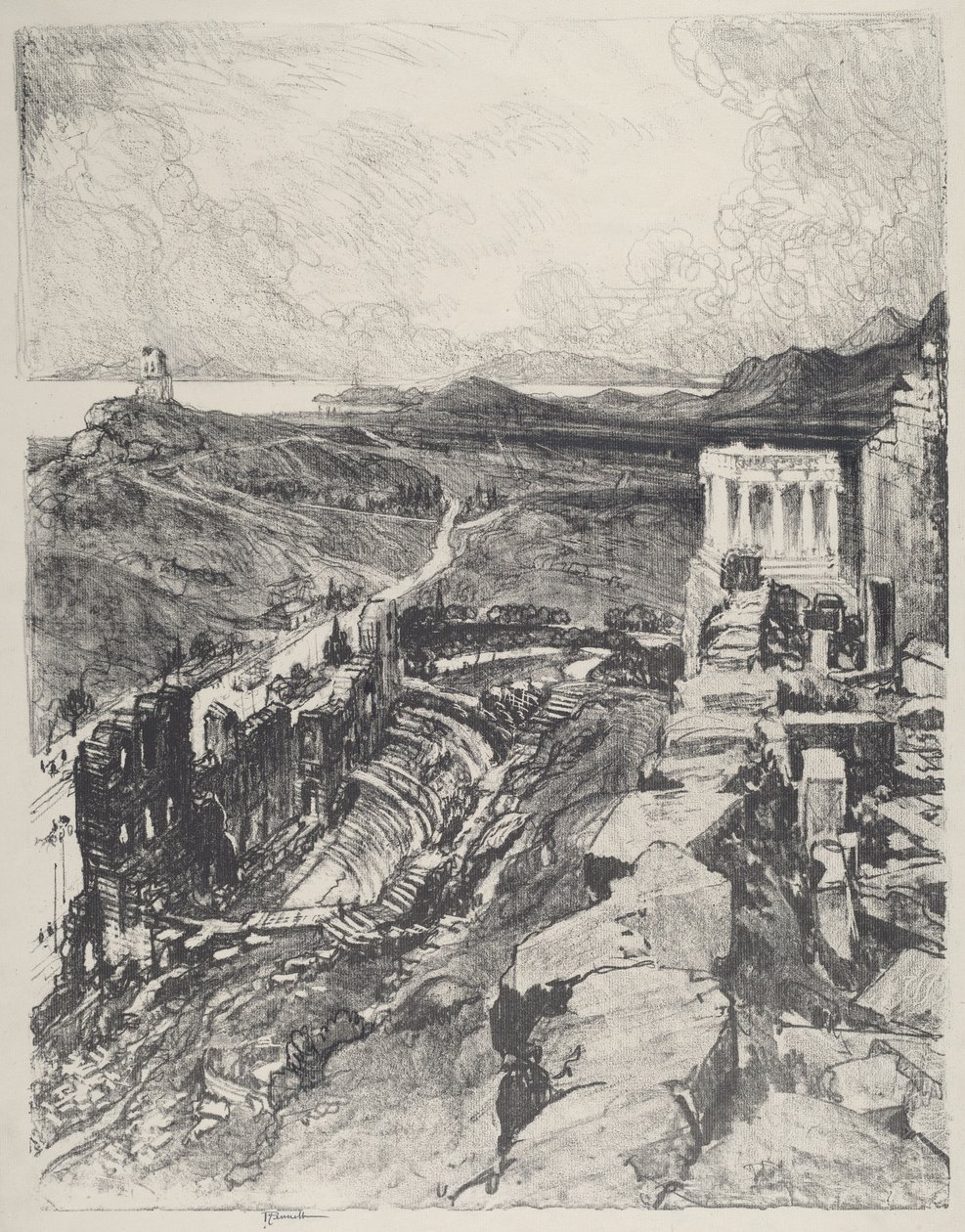 Odeon, Athen af Joseph Pennell