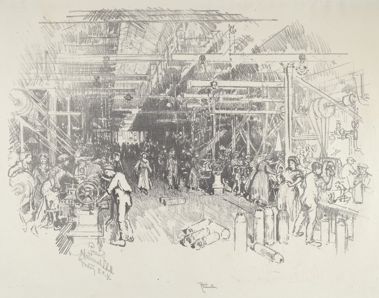 Skalfabrikken, 1916. af Joseph Pennell