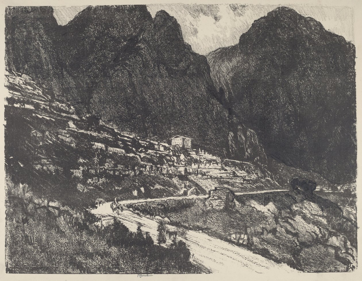 The Shining Rocks, Delphi, 1913. af Joseph Pennell