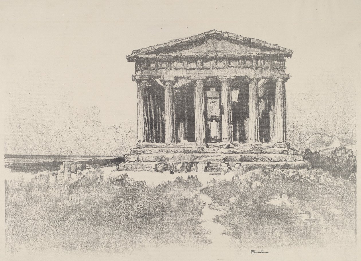 Templet ved havet, Temple of Concord, Girgenti af Joseph Pennell
