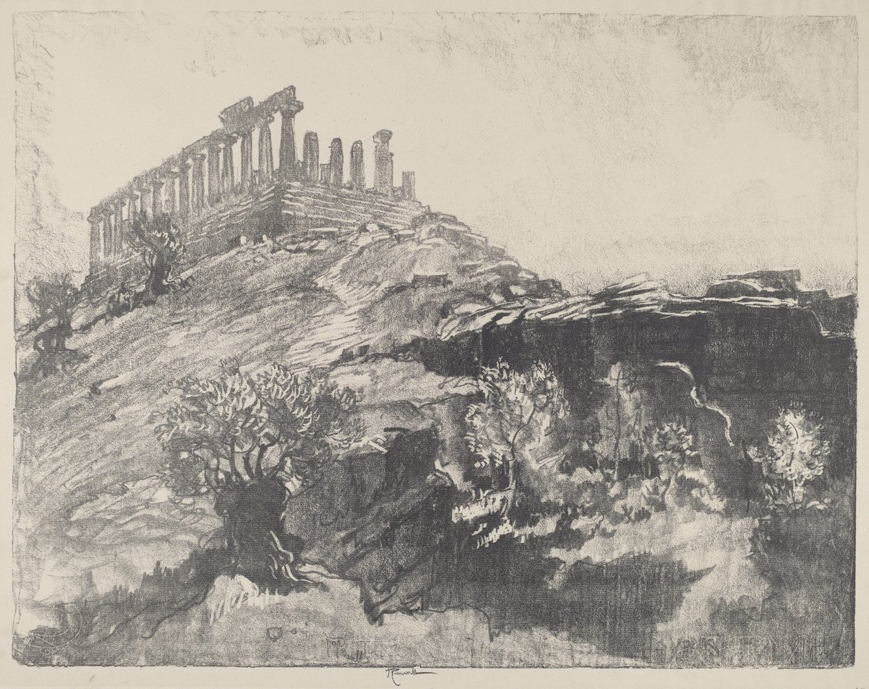 Konkordentemplet på muren, Girgenti af Joseph Pennell