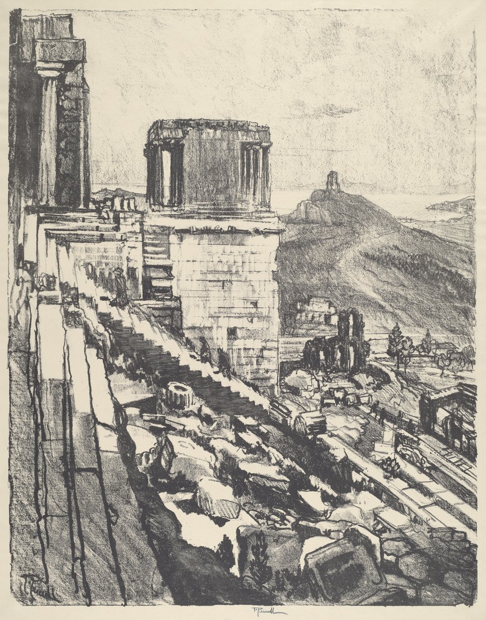 Templet Nike, Athen, 1913. af Joseph Pennell