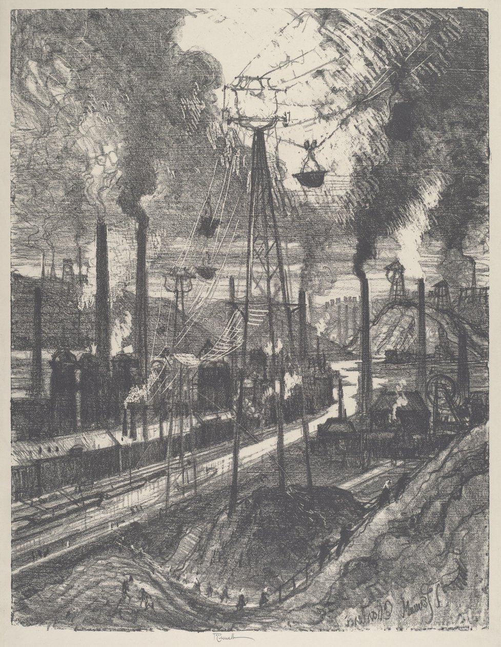 De rejsende, Charleroi, 1911. af Joseph Pennell