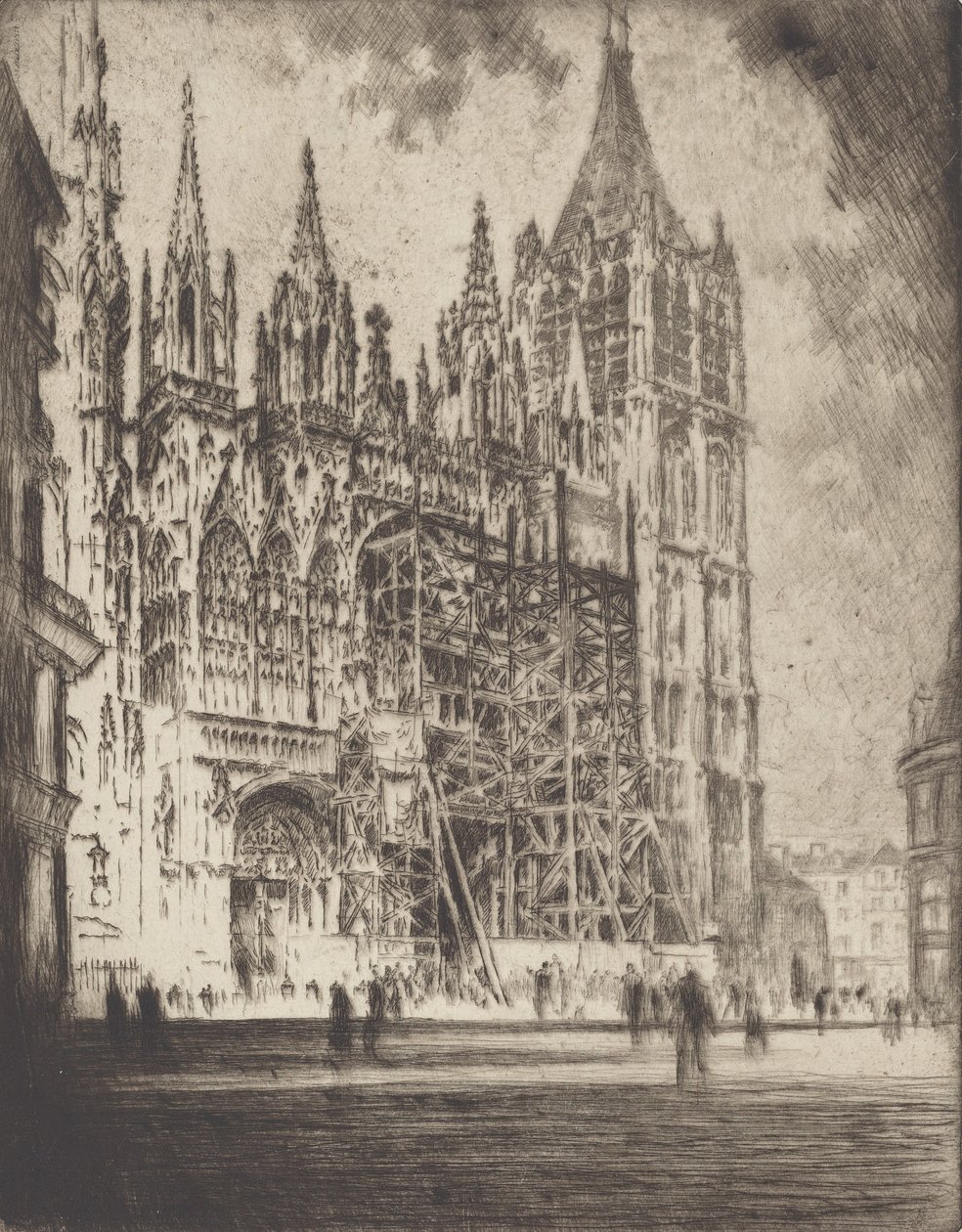 Vestfronten, Rouen-katedralen, 1907. af Joseph Pennell
