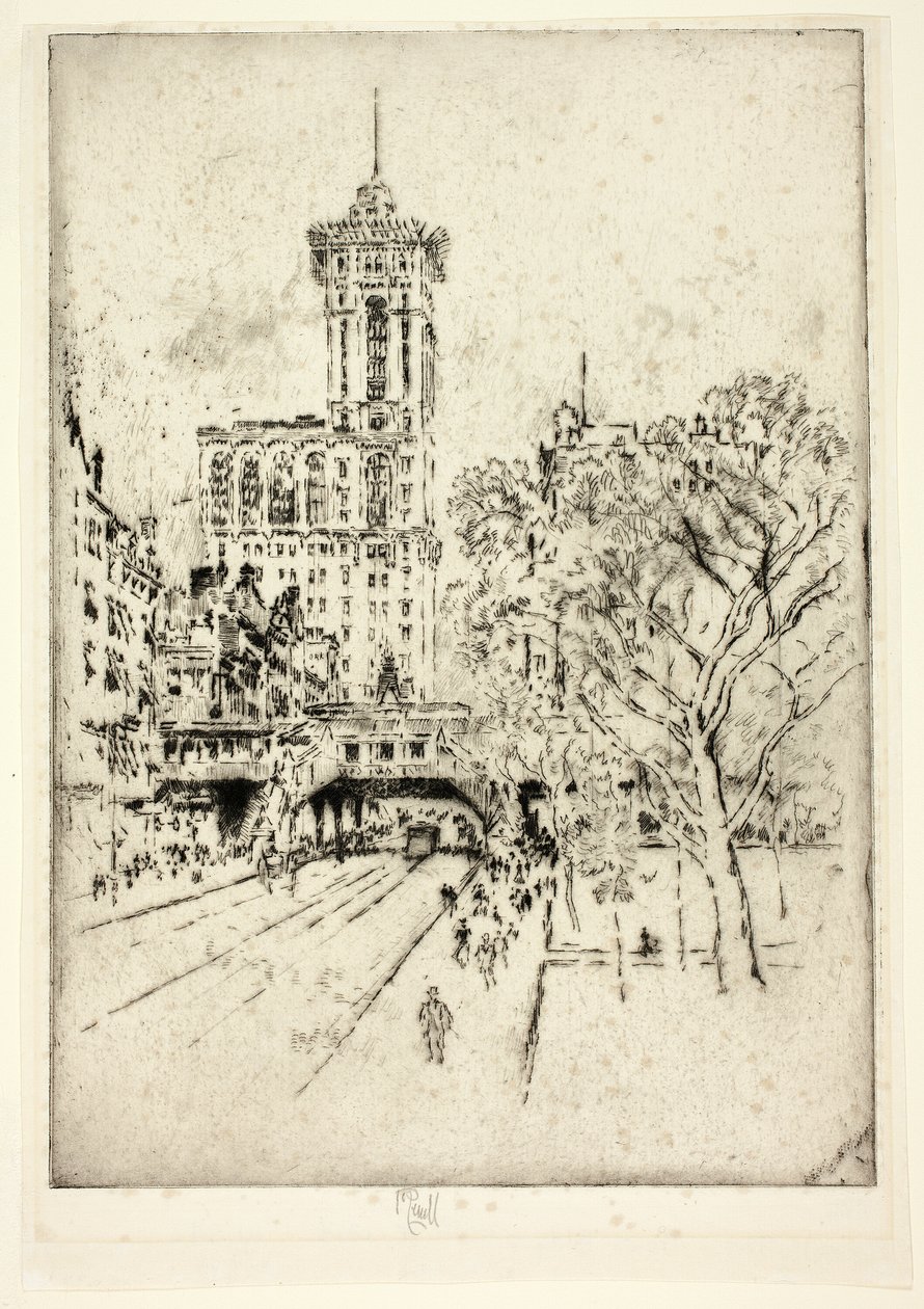 Times Building og 42nd Street af Joseph Pennell