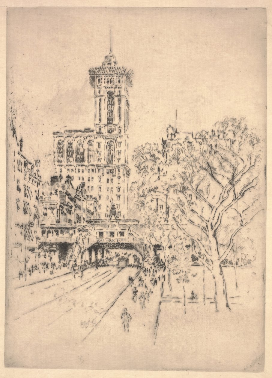 Times Building og 42nd Street af Joseph Pennell