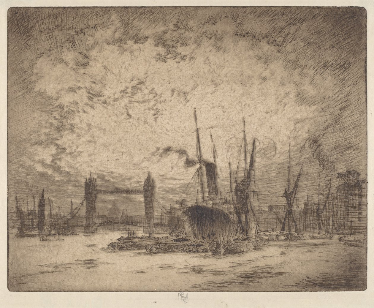 Tower Bridge, aften af Joseph Pennell