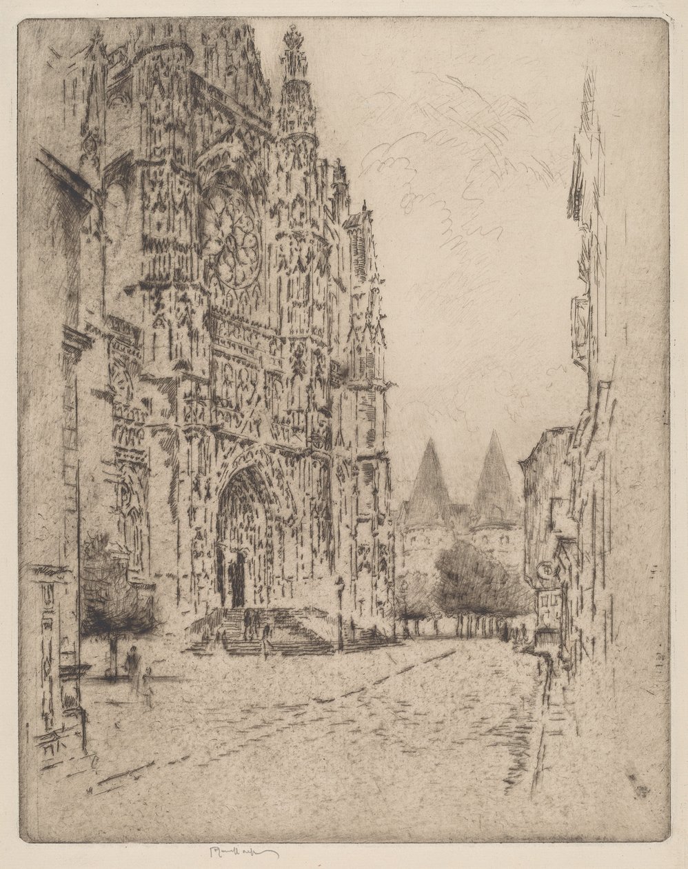 Tårnene på biskopspaladset, Beauvais af Joseph Pennell