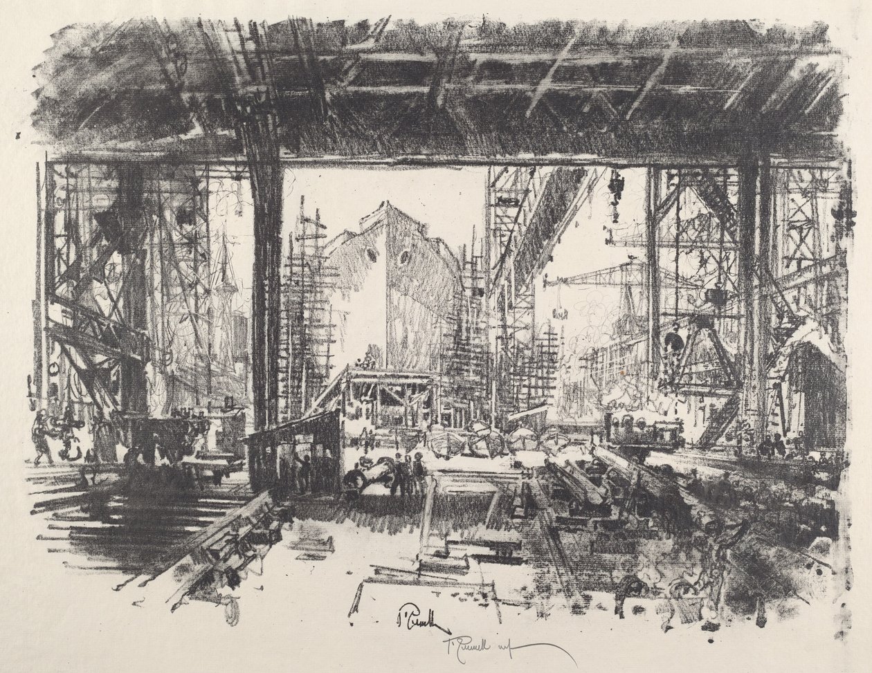 Under Skuret, 1917. af Joseph Pennell
