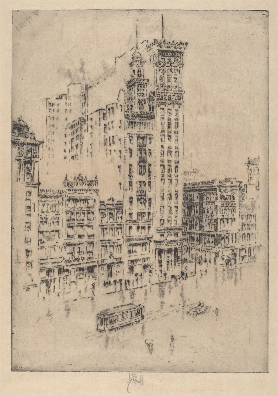 Union Square, regnvejrsdag af Joseph Pennell
