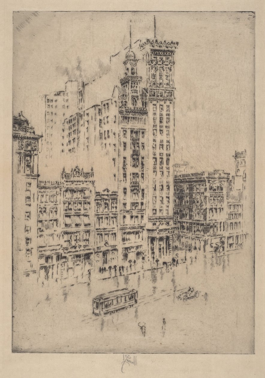 Union Square, regnvejrsdag af Joseph Pennell