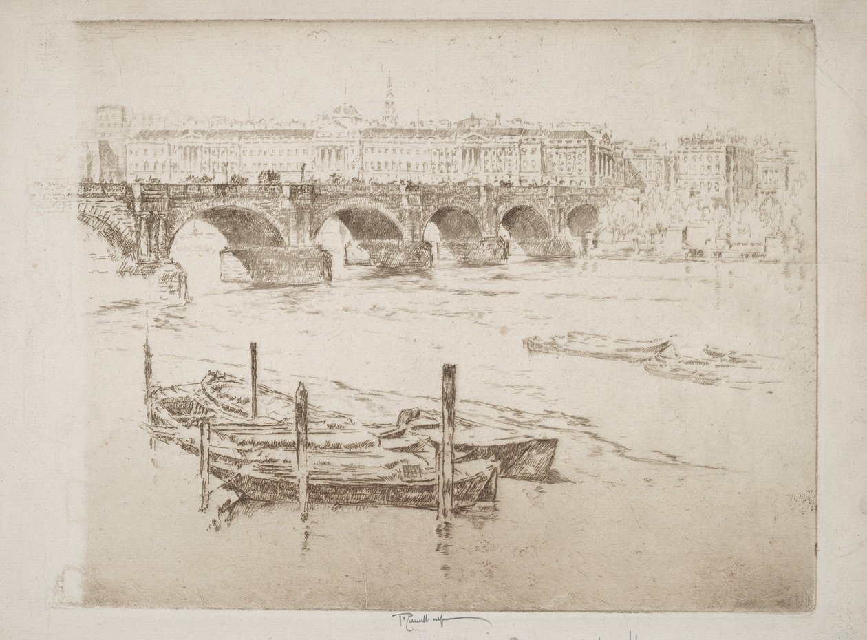 Waterloo Bridge og Somerset House af Joseph Pennell