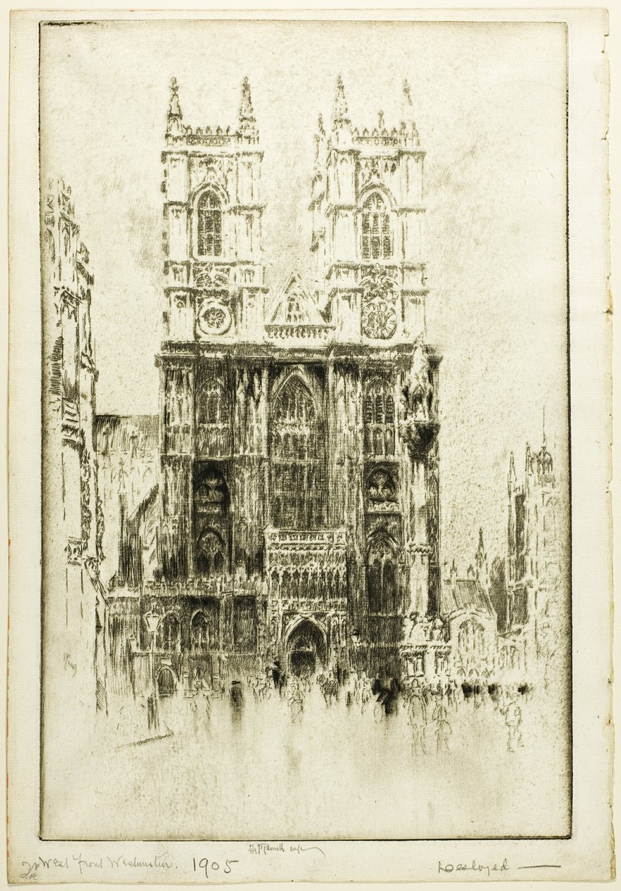 Vestfronten, Westminster Abbey af Joseph Pennell