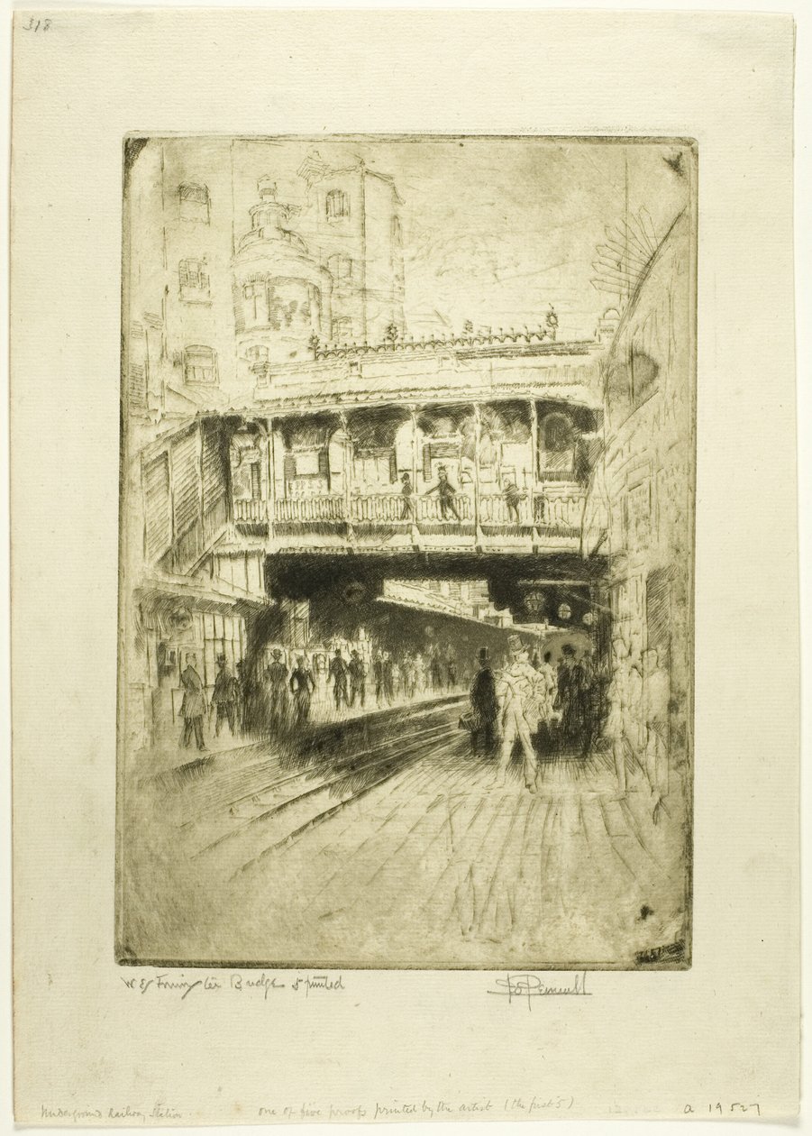 Westminster Bridge Station af Joseph Pennell