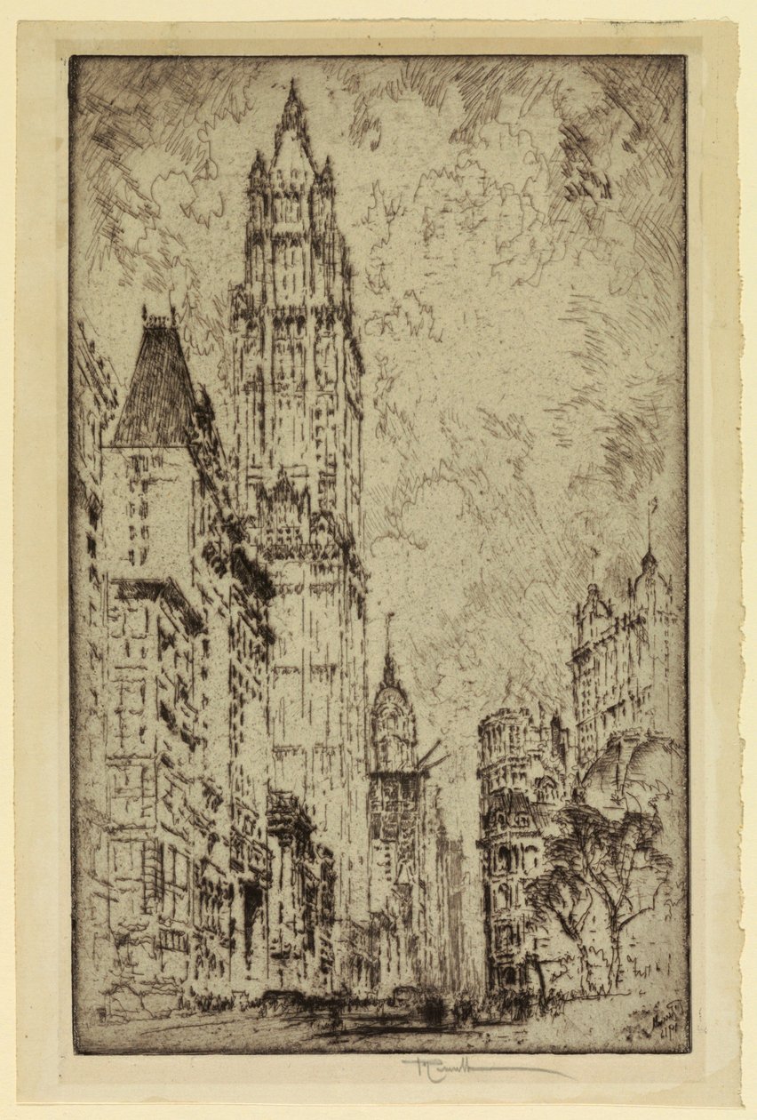 Woolworth Building, New York af Joseph Pennell