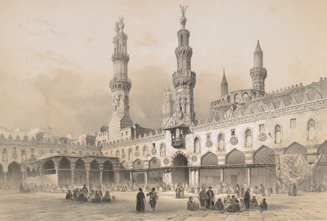 22. Gården til el Ahzar-moskeen, Kairo, 1843. af Joseph Philibert Girault De Prangey