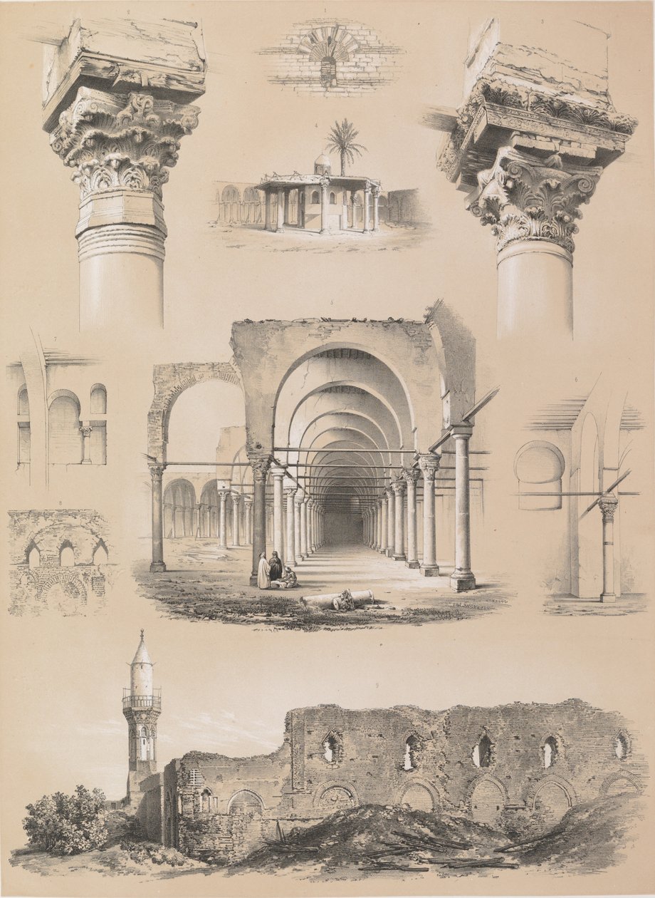 Detaljer, Amrou-moskeen, Kairo, 1843. af Joseph Philibert Girault De Prangey