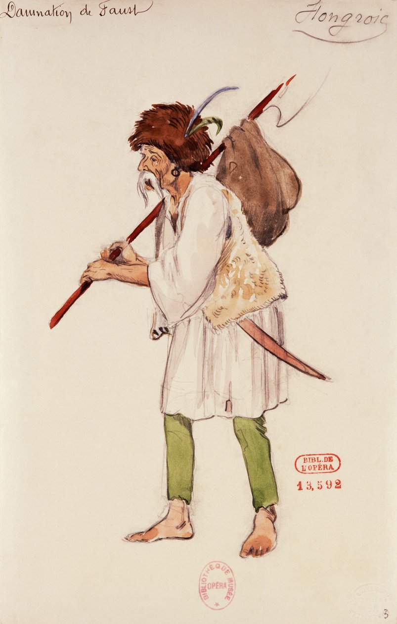 Kostume til karakteren ungarer i Fausts fordømmelse af Hector Berlioz, skitse af Joseph Porphyre Pinchon (1871-1953) af Joseph Porphyre Pinchon